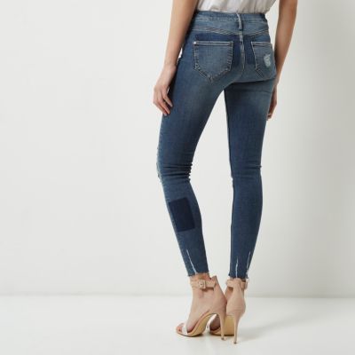Blue wash Molly rip and repair jeggings